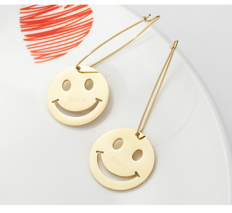 classic titanium steel hollow smiley face big round geometric earringspicture5