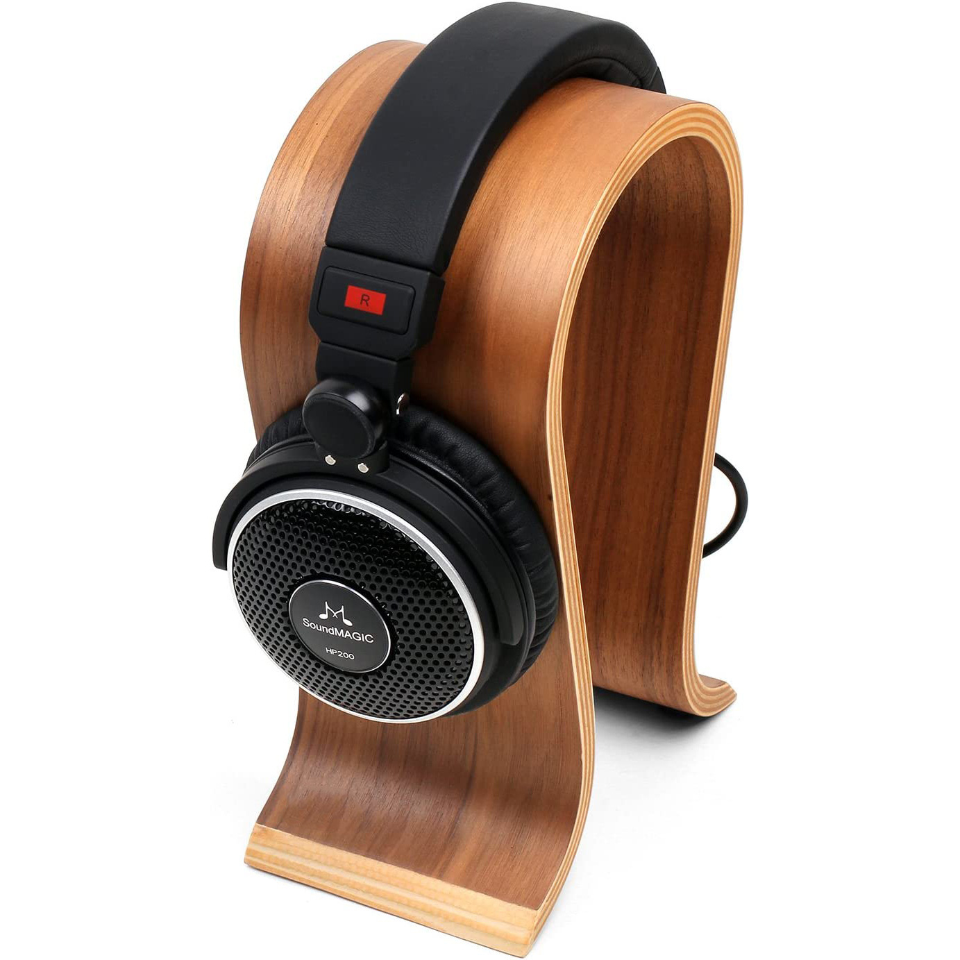 Auriculares de madera creativos auriculares de madera curvada estante juego Hall soporte en forma de U estante de exhibición estante de almacenamiento de auriculares