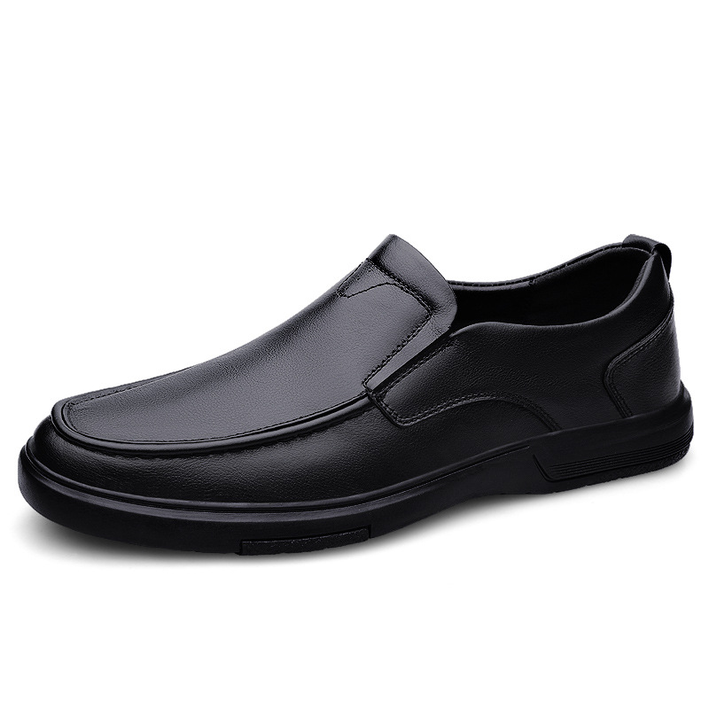 2023 Winter new men's loafers first layer cowhide slip-on middle-aged dad leather shoes breathable casual shoes