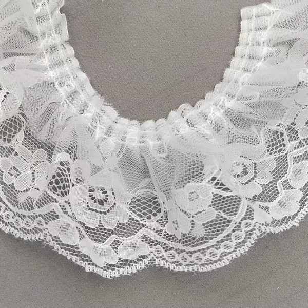 厂家直销 6cm宽 蕾丝网布打折花边 网纱蕾丝褶皱花边辅料