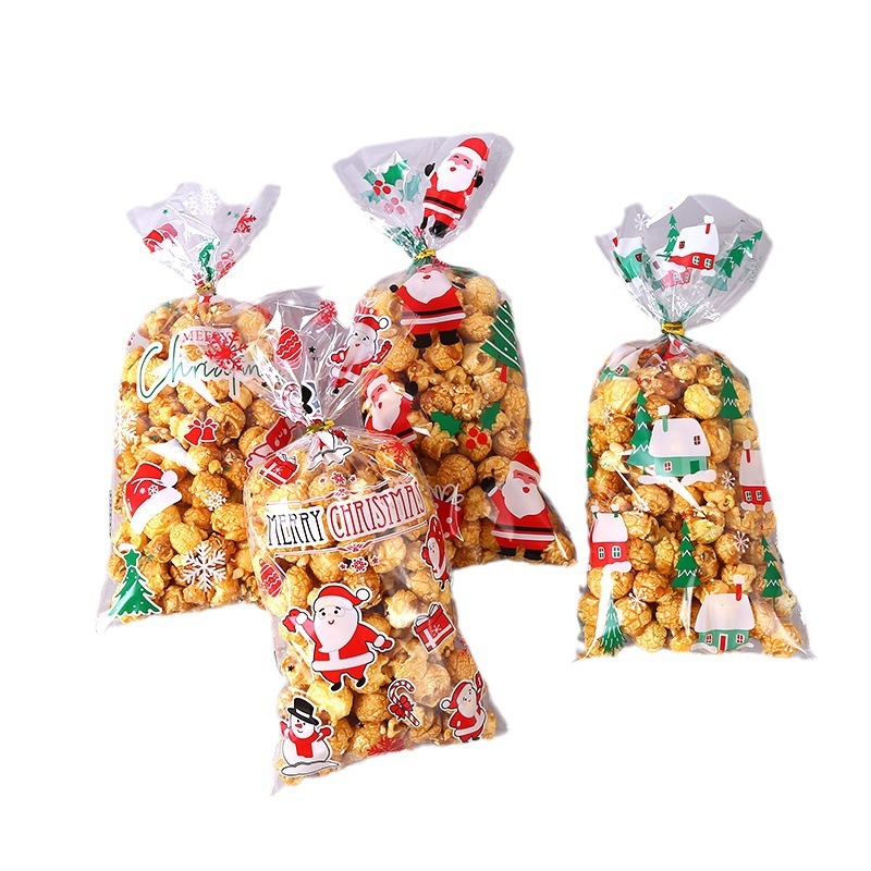 2025年 クリスマス キャンディバッグ トースト袋 食品包装袋 透明ガラス紙 フラットポケット ギフト包装袋|undefined