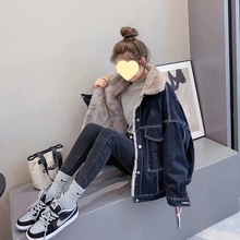 羊羔毛牛仔外套女秋冬季韩版宽松百搭小个子学生短款加绒加厚棉服