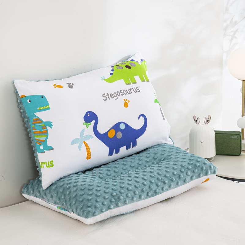 Almohada para niños de jardín de infantes AB cara Almohada de terciopelo de guisantes de algodón Almohada de almohada desmontable para niños de uno a diez años
