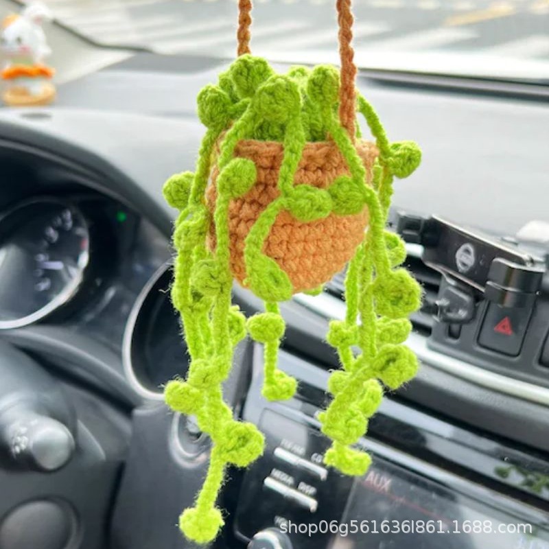 [완성차 매달린] 안개 흰 바구니 + 녹색 잎