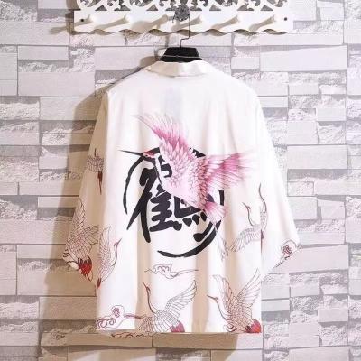 2023 Retro Crane Kimono Cloak 3D Digital Color Printing Cardigan Robe Kimono Feather Woven Adult Children's Kimono