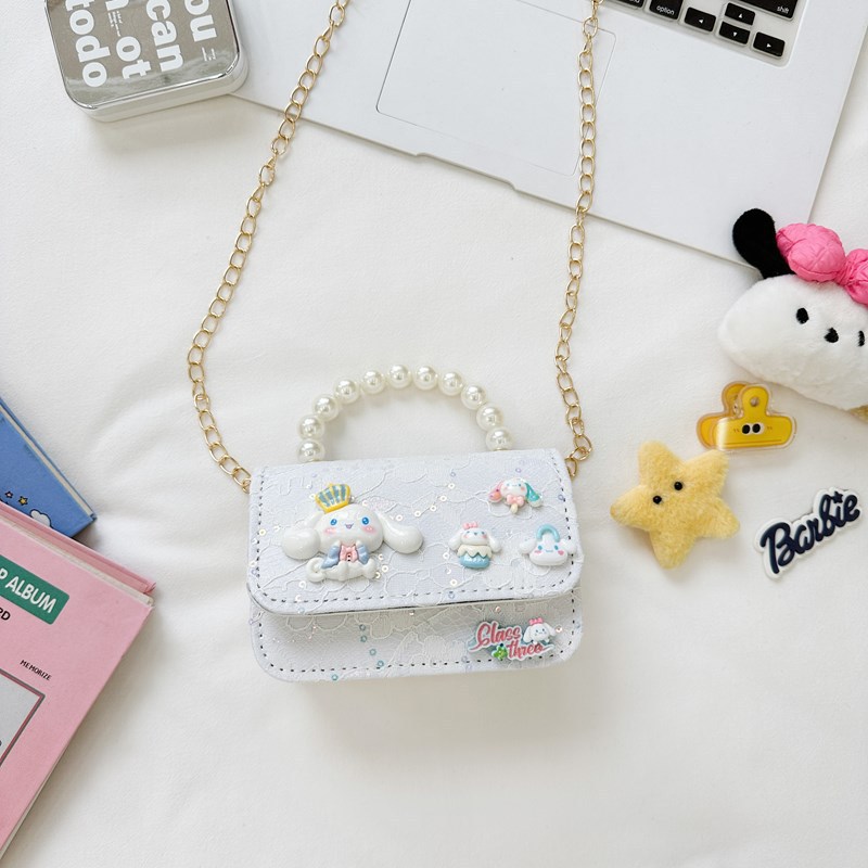 Bolso de perla de fragancia pequeña para niños Bolso de hombro de niña de dibujos animados de moda Bolso de monedero de bebé de todo fósforo con lazo