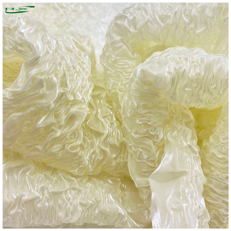 Manufacturer's Hot-Selling Glossy Metallic Organza Chiffon 3D Embossed Bubble Crepe Dress Top Women's Fabric