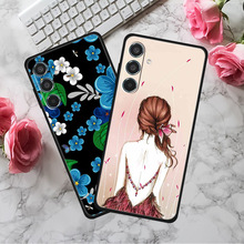 适用三星M35 5G 手机壳浮雕质感彩绘黑色tpu软壳跨境代发一件批发