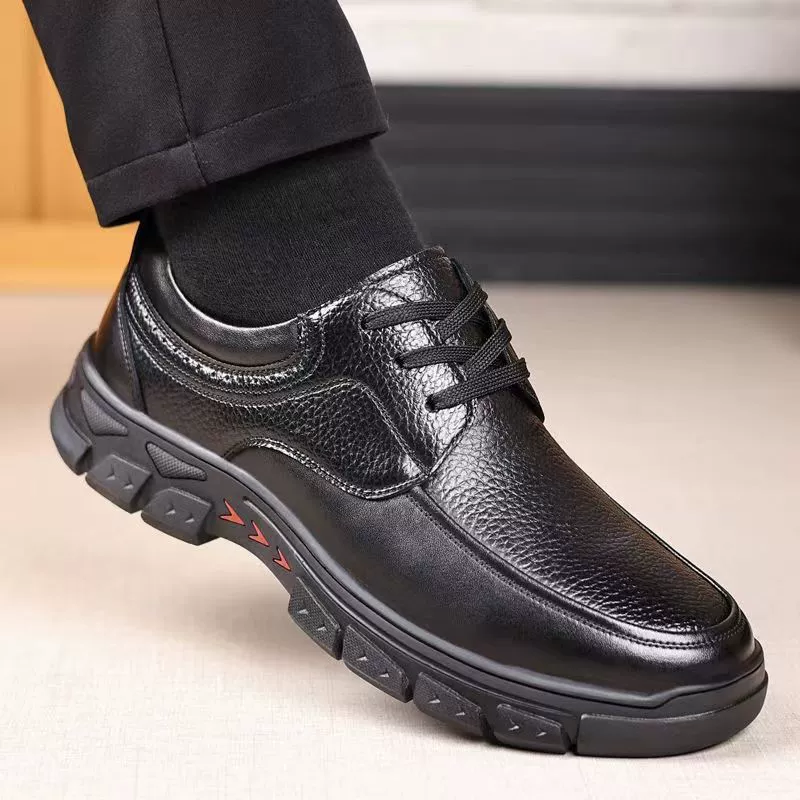 Мужская кожаная обувь новая весна и осень мужская бизнес повседневная кожаная обувь мягкая подошва, нескользкая и износостойкая мужская обувь среднего и пожилого возраста