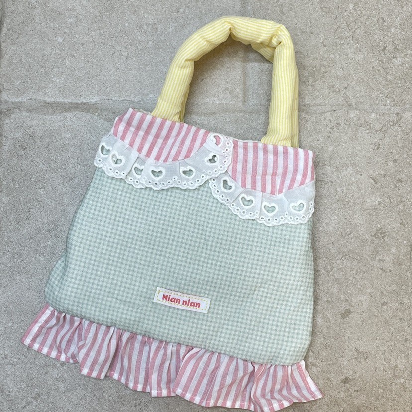 Niannian Korean-style autumn and winter handmade lace and plaid pattern sweet and cute children's crossbody bag