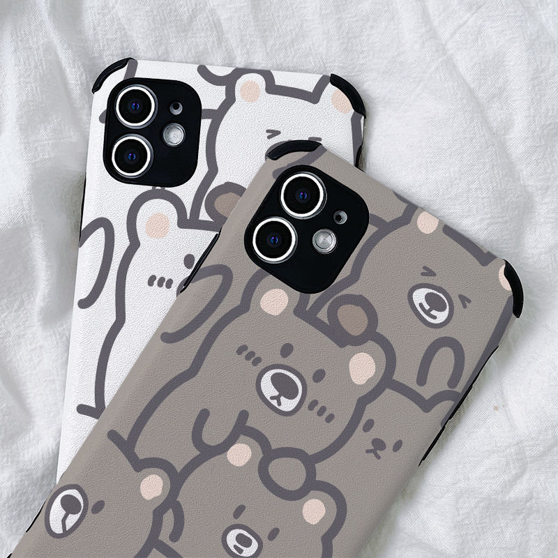 Cute Teddy Bear Phone Case For Iphone With Sheepskin Pattern_voghion.com