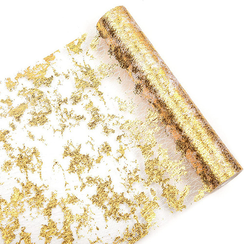 Amazon Cross-border gold foil net table flag holiday party wedding decoration material luxury gold table flag