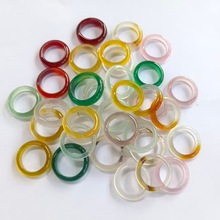 天然高冰马料香槟金戒指冰透款玛瑙玉髓白月光指环玉石跑环批发