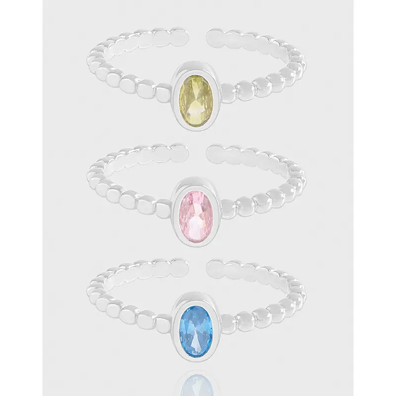 1322韩版INS小众轻奢设计感几何椭圆锆石戒指纯银S925女银指环