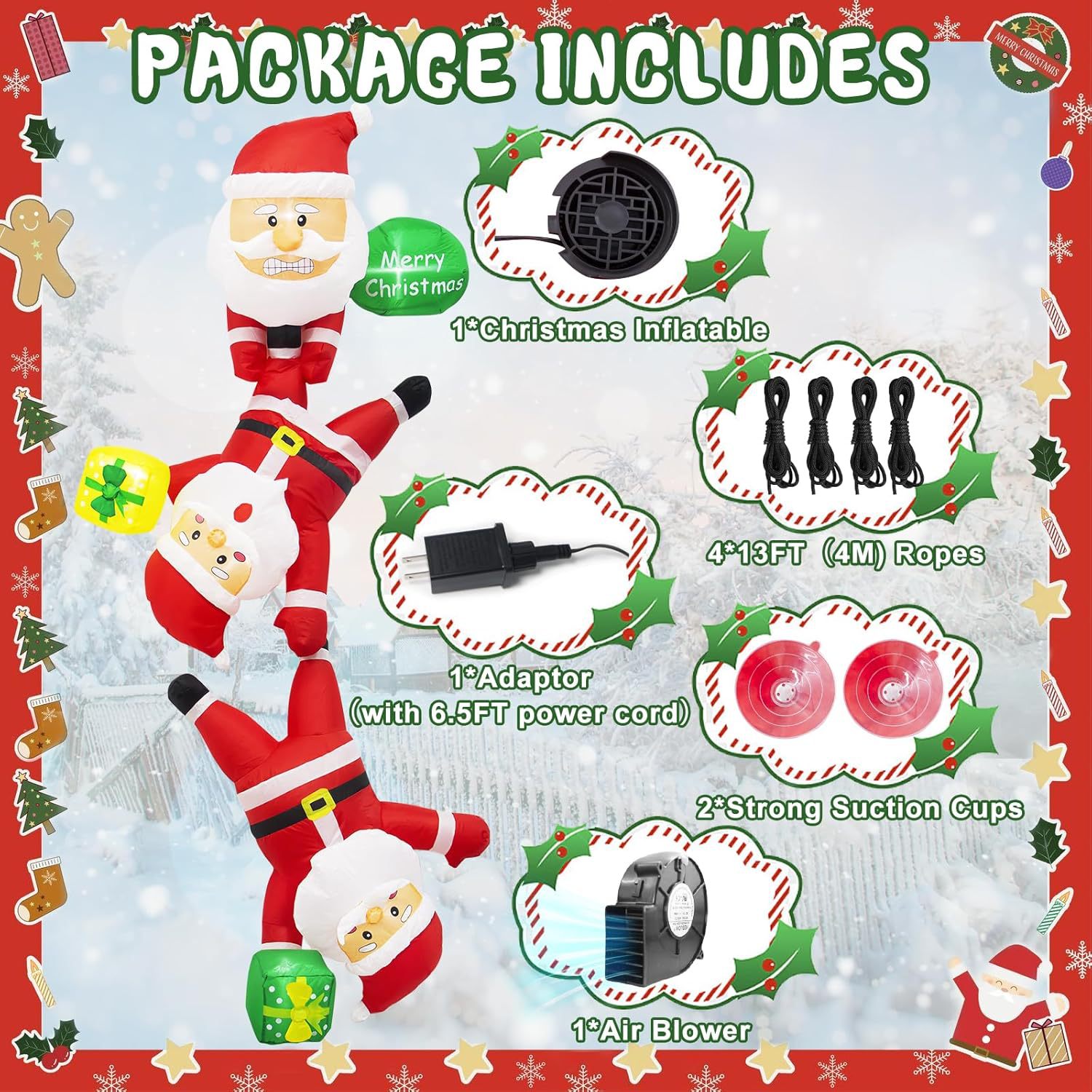 Amazon transfronterizo colgante nuevo 2.4m Navidad infláble decoración al aire libre 3 escalar Santa image 8