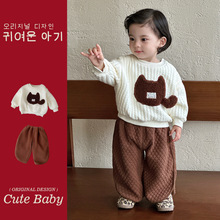 男宝宝套装新款秋冬婴幼童加绒加厚上衣裤子外出服两件套冬装洋气