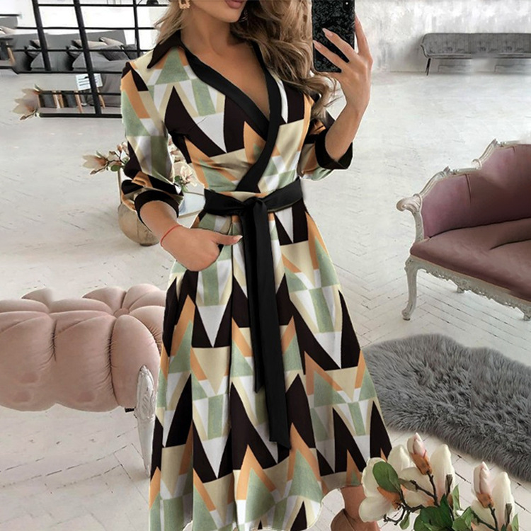 Women's A-line Skirt Fashion Turndown Printing Long Sleeve Solid Color Butterfly Maxi Long Dress Daily display picture 3