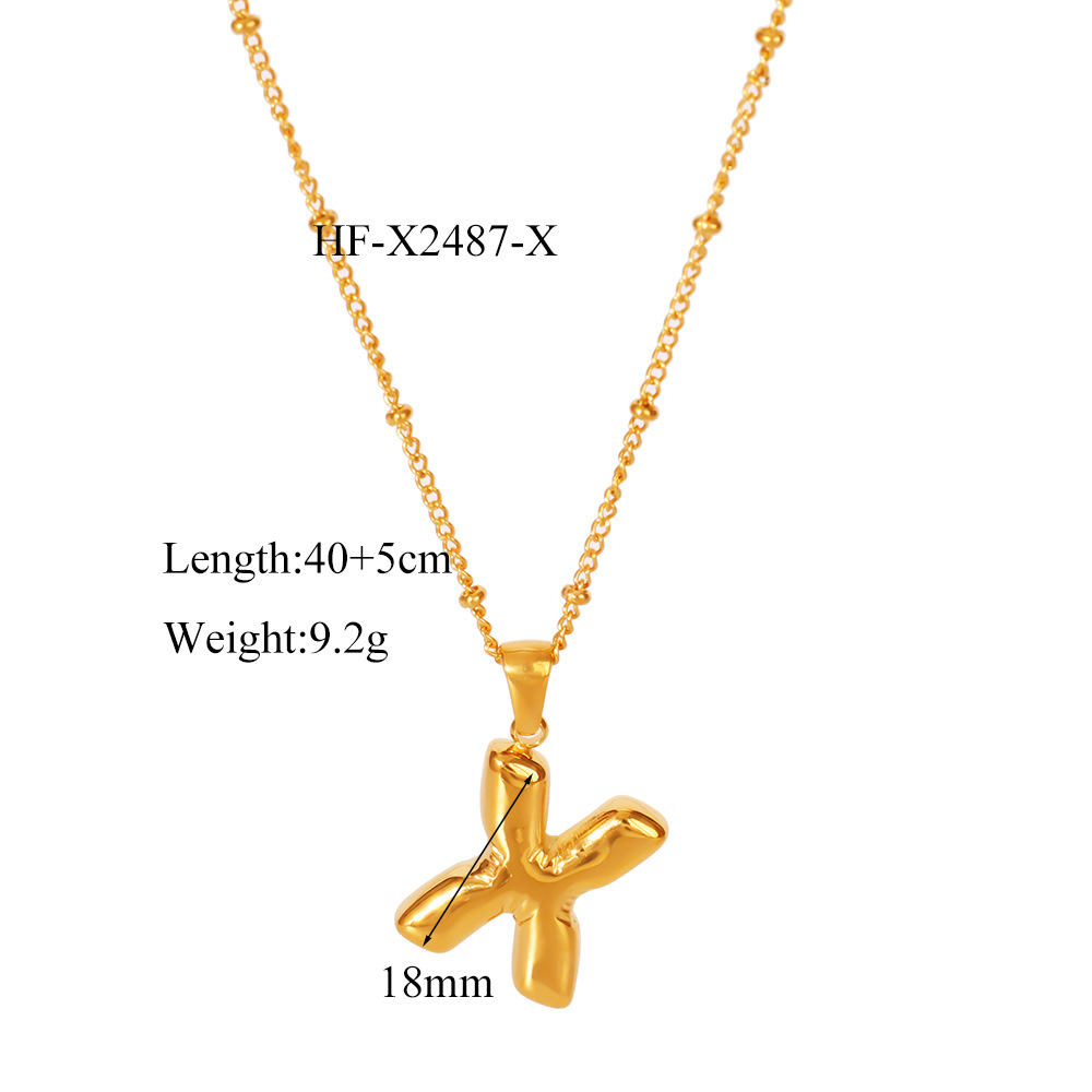 12g Weight Titanium Steel Pendant Material Pendant Necklace Classification Titanium Steel Chain Material cable chain Chain Type 1 Piece Quantity Daily Occasion Titanium Steel Material Letter Pattern All Seasons Season Women's Gender Plating Design Modern Style, Simple Style Style Wholesale Jewelry Modern Style Simple Style Letter Titanium Steel Plating Cable Chain Pendant Necklace 26