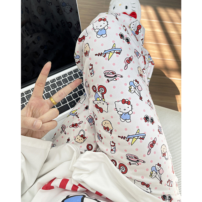 (2개) 스페이스캣 워킹파자마 여성 봄 가을 신상품 스타일 귀여운 학생 홈 루즈 캐주얼 팬츠 여름복