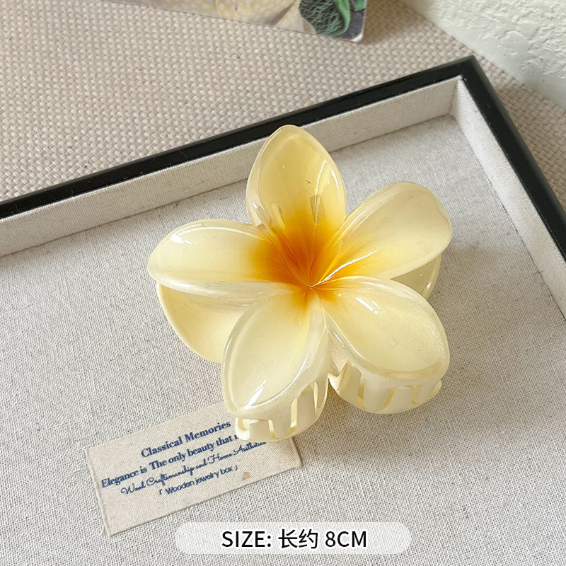 沙滩度假风鸡蛋花抓夹女多巴胺盘发鲨鱼夹子大号花朵发卡发饰头饰|undefined