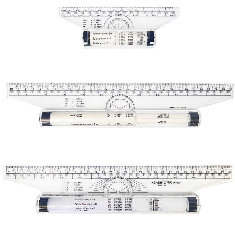 Regla paralela de 15cm30cm Regla de rodillo de dibujo Regla de equilibrio Regla de desplazamiento Diseño de dibujo multiusos Regla de ángulo de traducción