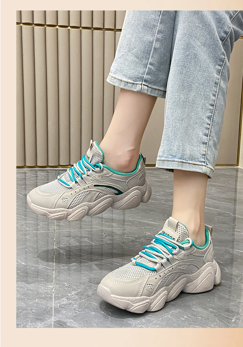 INS Korean Version Mesh Low Top Dad Shoes 2023 Autumn New Breathable Student Sports Increase Leisure_voghion.com