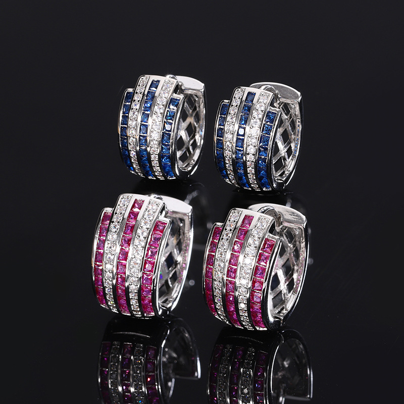 New Jewelry Live Earrings European and American Diamond C-Shaped Earrings Fashion Cloisonné Earrings Women's Wholesale Goods