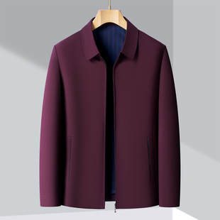 Men's Lapel Jacket 2024 Spring Autumn Long Sleeve Fashion Urban Middle-Aged Dad Jacket