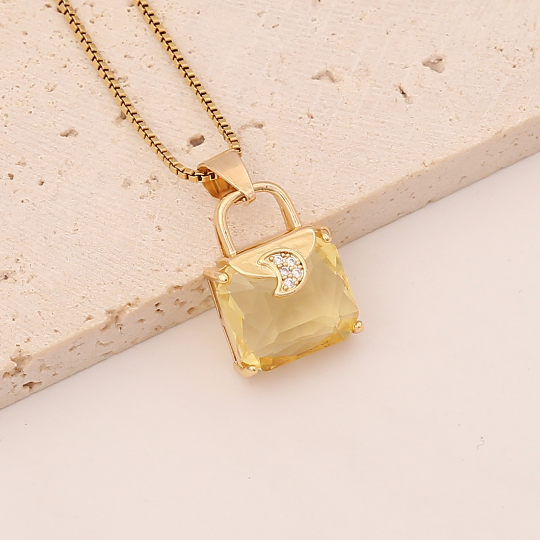 transparent Crystal Zircon Moon decor Necklace