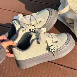 厚底小白鞋韩版软底帆布鞋2025ins新款百搭小众面包鞋女休闲板鞋