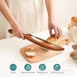 跨境木质面包刀带手柄吐司法棍切片器拱形面包刀切割锯面包切片刀