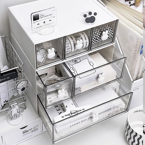 Minimalist stylish stationery storage box desk multi-compartment drawer-style pen holder cabinet office tape hair accessories miscellaneous