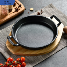 商用铁板烧盘加厚圆形铸铁烤盘牛排盘无涂层韩式家用电磁炉烤盘