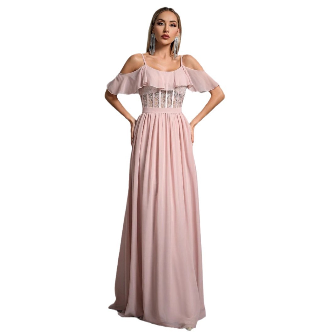 Europeos y estadounidenses vestidos de noche de eslingas vestidos de damas de honor delgados vestidos de fiesta de la reunión anual vestidos de noche image 5