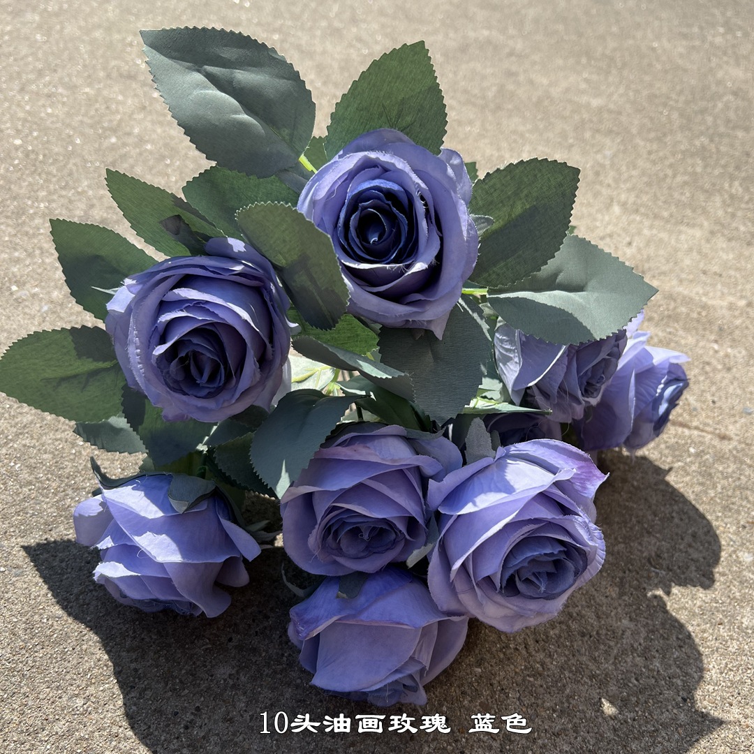 10 pintura al óleo Rosa Azul