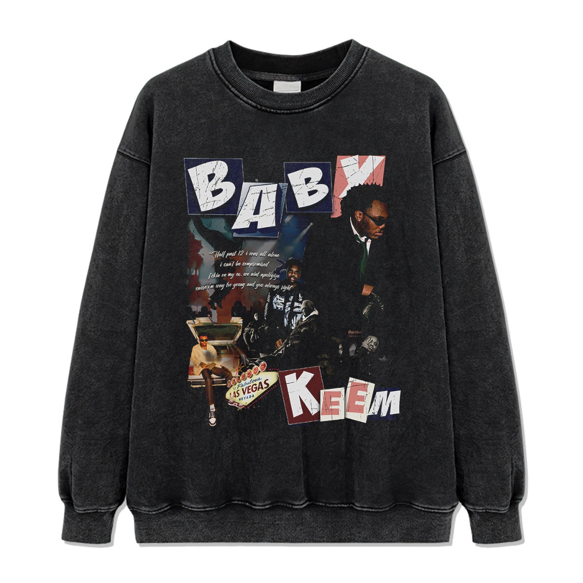 Baby Kim Hip Hop Rap Marca de moda callejera americana Impresión retro Lavado holgado Manga larga
