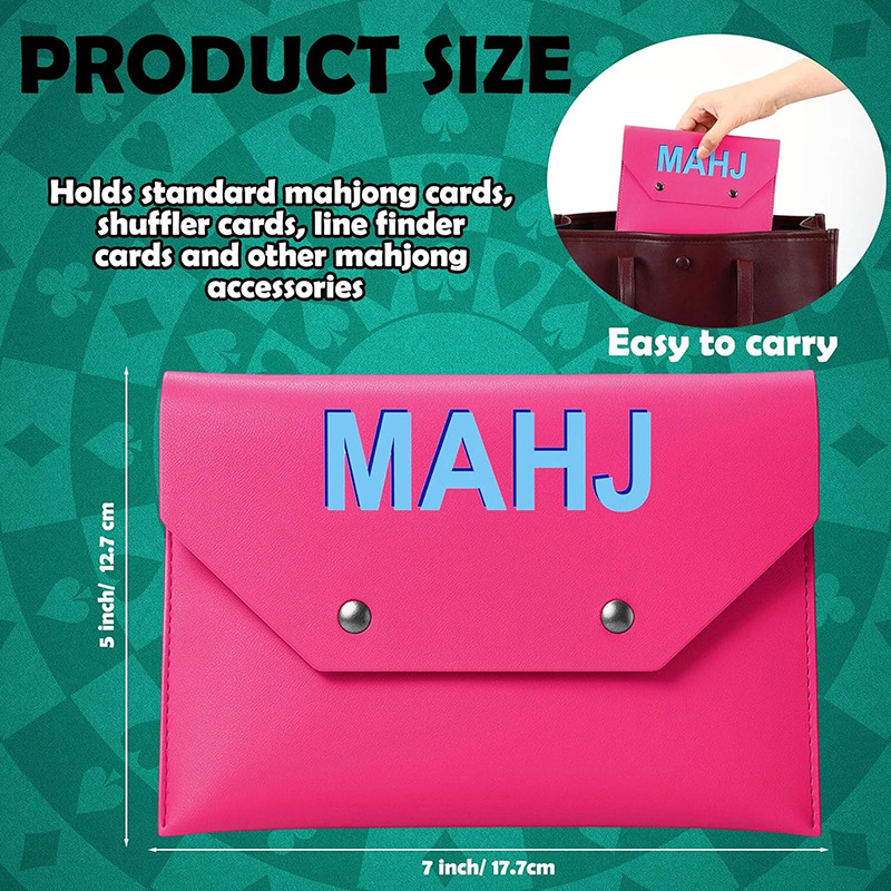现货欧美风麻将纸牌卡片收纳包 PU皮革麻将牌夹麻将配件保护皮套