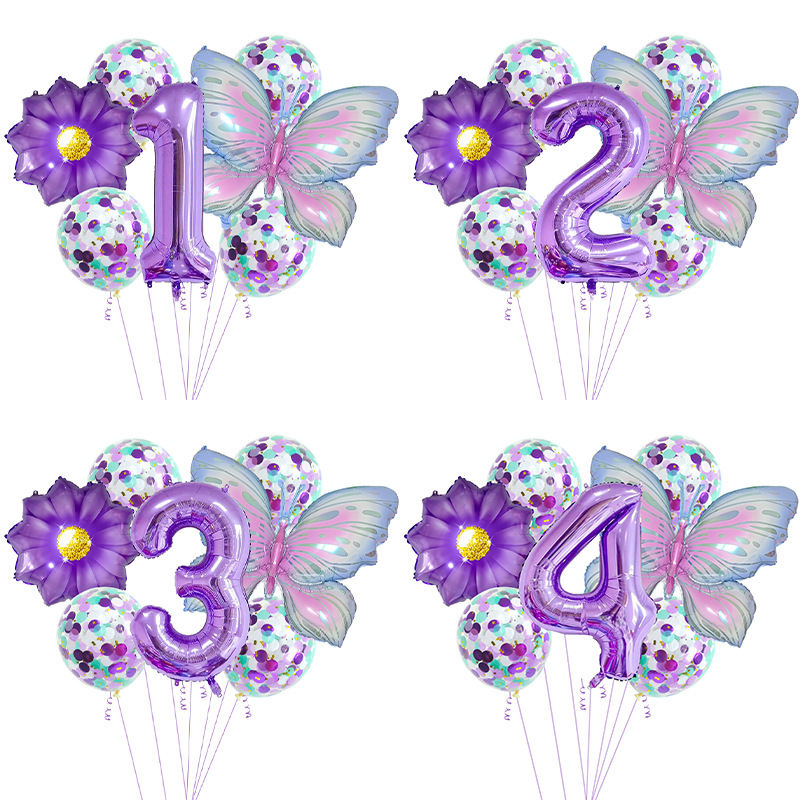 Casual Cute Flower Butterfly Aluminum Film Birthday Festival Balloons display picture 1