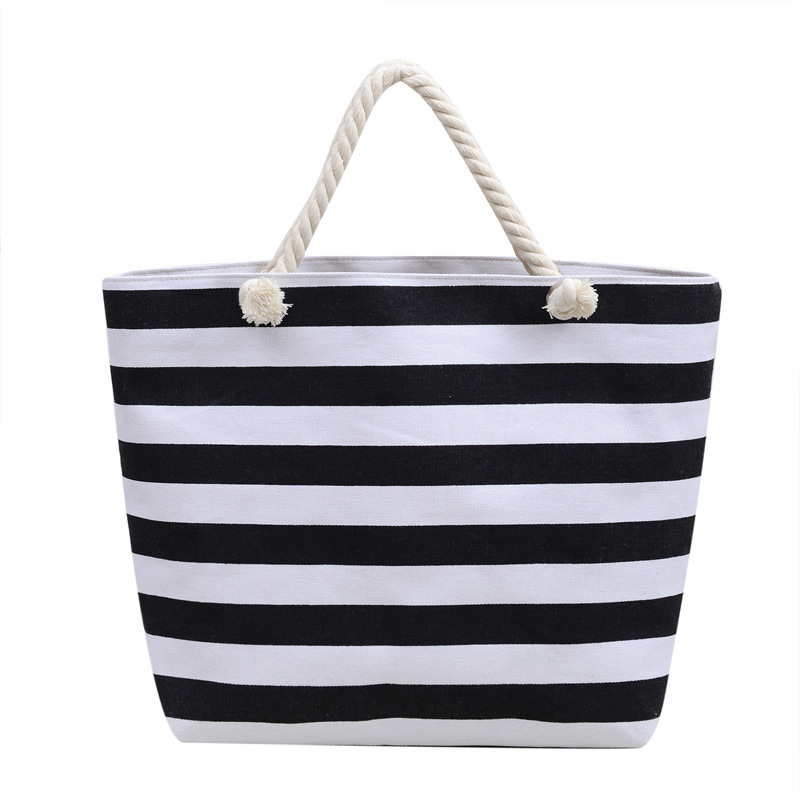 Bolsas de lona a rayas de moda transfronterizas, bolsas de mano japonesas de gran capacidad, bolsas de hombro, bolsas de hombro en stock.