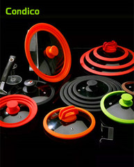 Food Grade Silicone Pot Cover Tempered Glass Silicone Pot Cover Edge Kitchen Supplies Anti-Overflow Cover Silicone Lid 