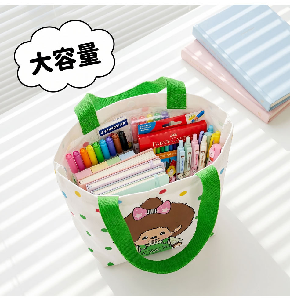 Karikatür Kawaii Canvas Çanta Japon Kore Tarzı Sevimli Baskılı El Çantası Günlük Geniş Kapasiteli Çanta
