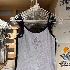 BM风brandy同款天使抱抱印花撞色吊带背心女bm百搭显瘦打底上衣女