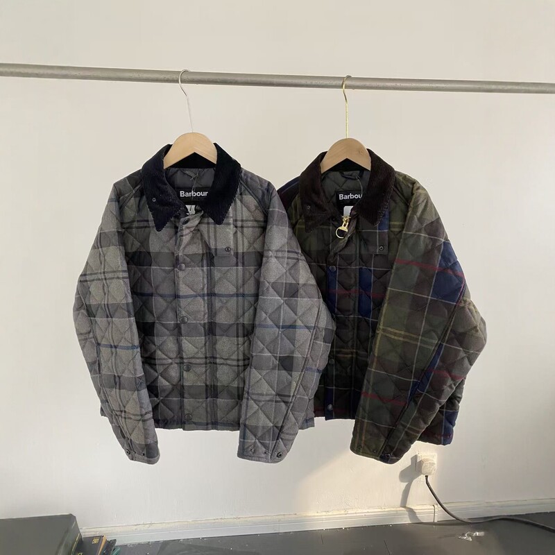 Han Dongjun's Same Style Bar*** Transport Barn Warm Plaid Quilted Jacket Cotton Coat, Unisex