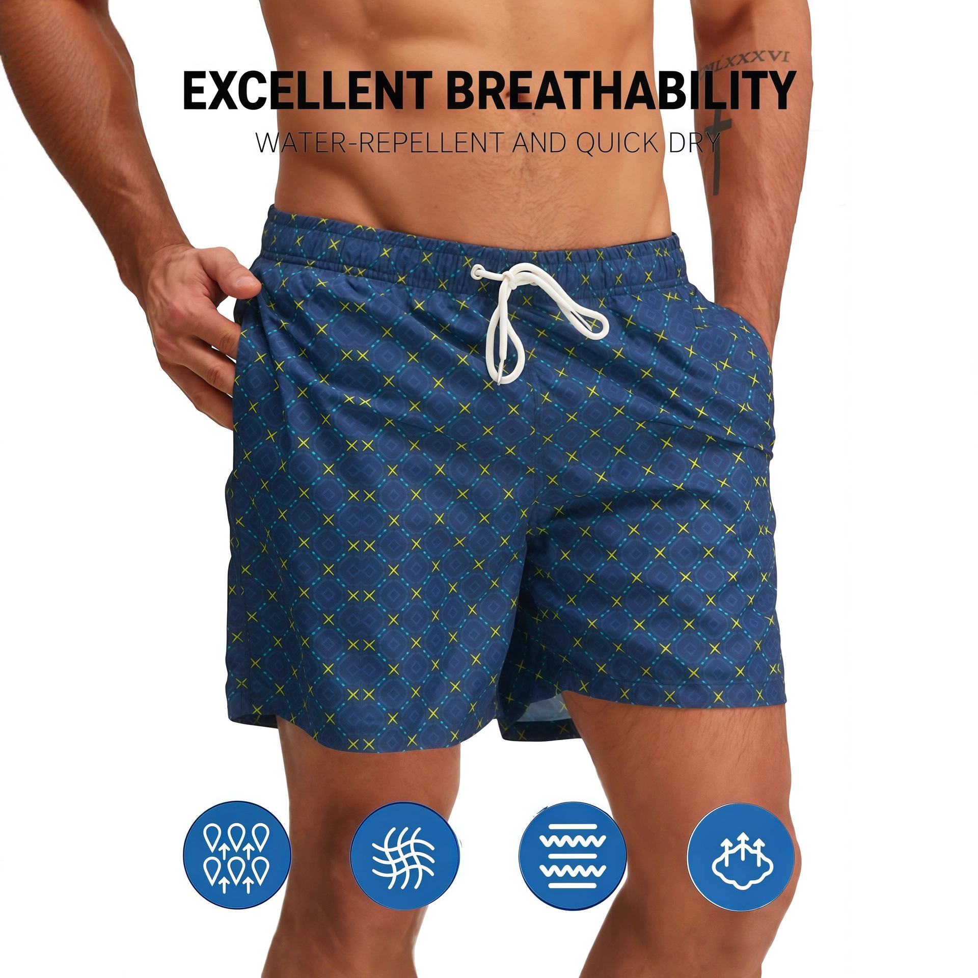 Cross-Border Exclusive Supply of Men's Casual Beach Shorts for Outdoor Wear, Men's Printed Quick-Drying Swim Trunks for Outdoor Use