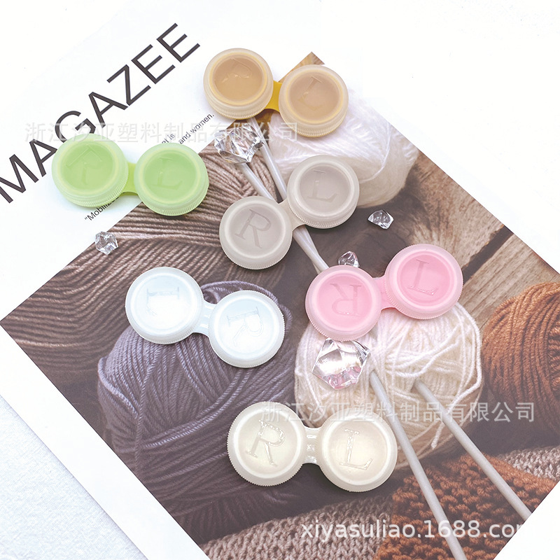 厂家直供隐形眼镜盒塑料果冻色双联盒透明美瞳盒眼镜盒配件批发