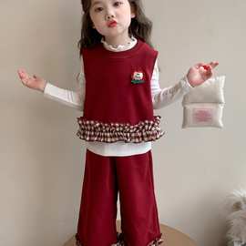 女童秋季套装2025新款小童洋气时髦儿童春秋衣服女宝宝秋装三件套