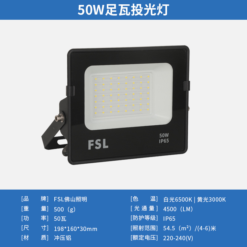 Reflector LED FSL Foshan Lighting para exteriores de alta potencia, foco de jardín de 100W, reflector publicitario para exteriores.