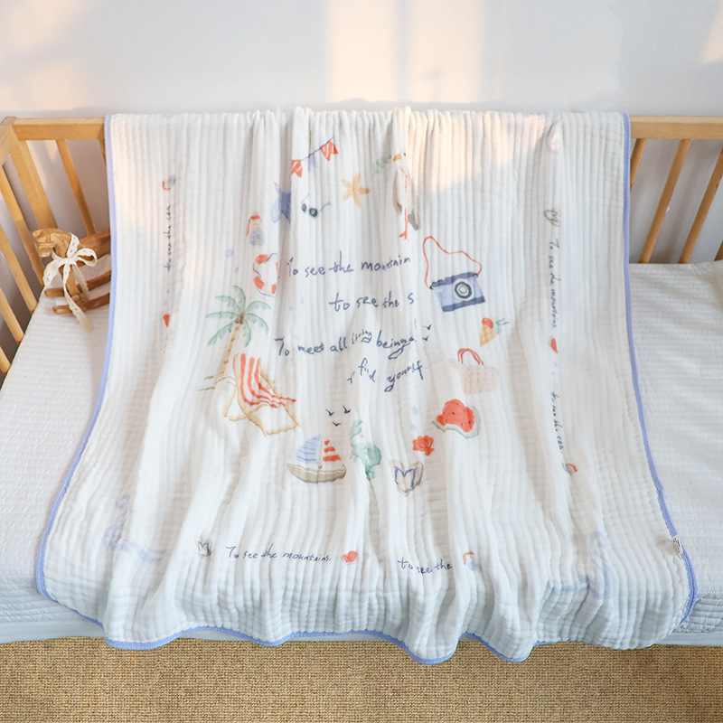 Toalla grande de gasa de bambú y algodón de seis capas para bebés, toalla de baño absorbente para recién nacidos, manta lavable para recién nacidos.