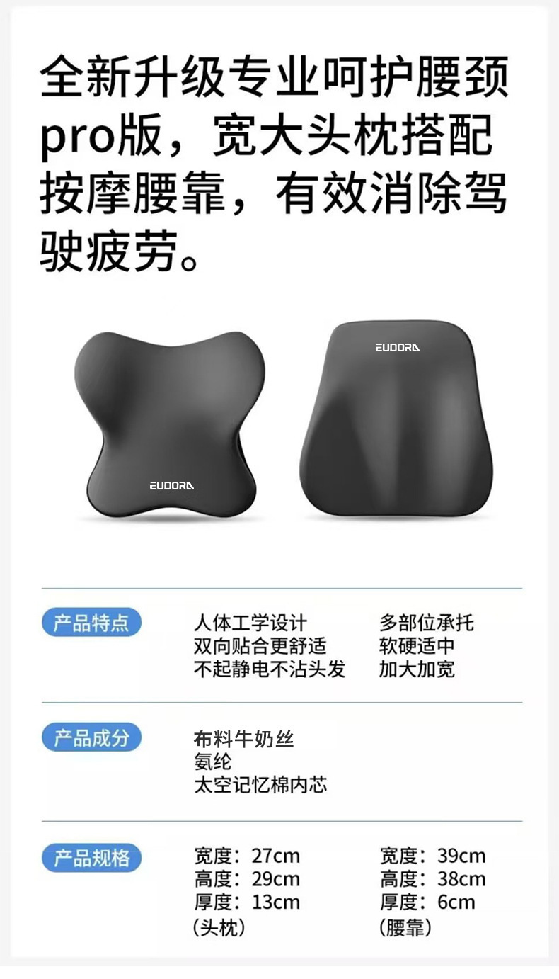 Customized Car Headrest, Memory Foam Neck Pillow, Lumbar Support, Long-Lasting Support, Lumbar Cushion, Lumbar Support, Car Seat Lumbar Cushion Logo