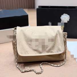 水洗牛仔单肩包女包休闲百搭绣线托特包复古链条斜挎包包小香风